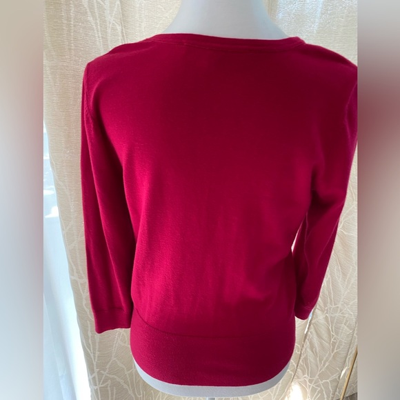 White House Black Market fuchsia sweater, metal buttons- size M - Picture 2 of 6